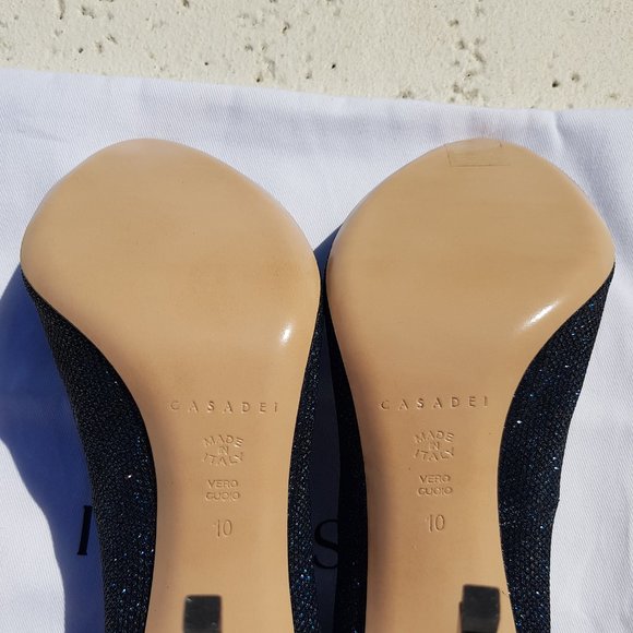 Casadei Blade stiletto heels size 10 midnight blue sparkle - Picture 5 of 8